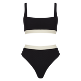 The Jessica Bikini Top in Black + Ecru