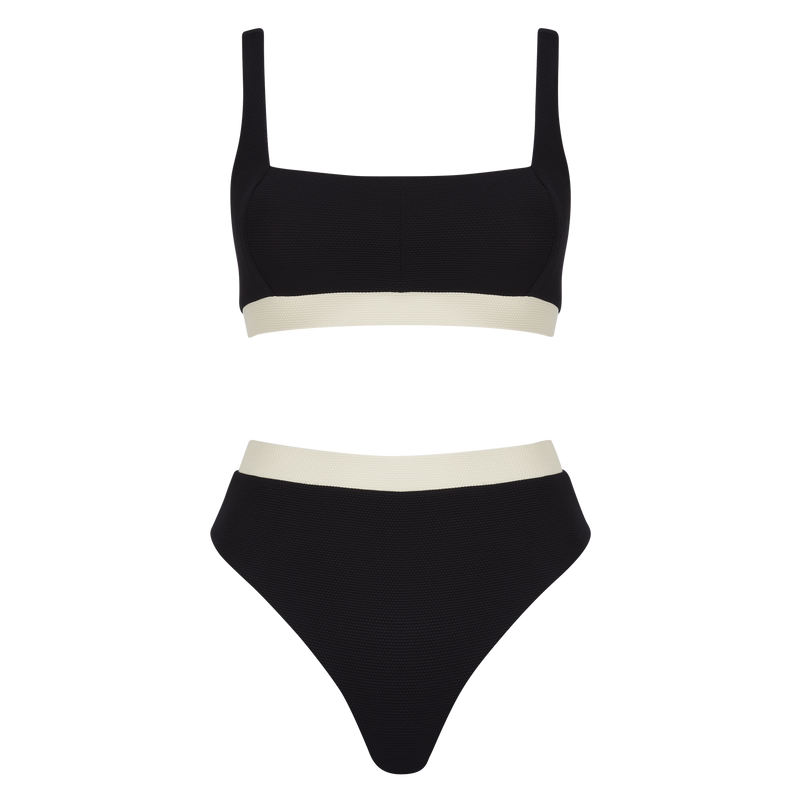 The Jessica Bikini Top in Black + Ecru