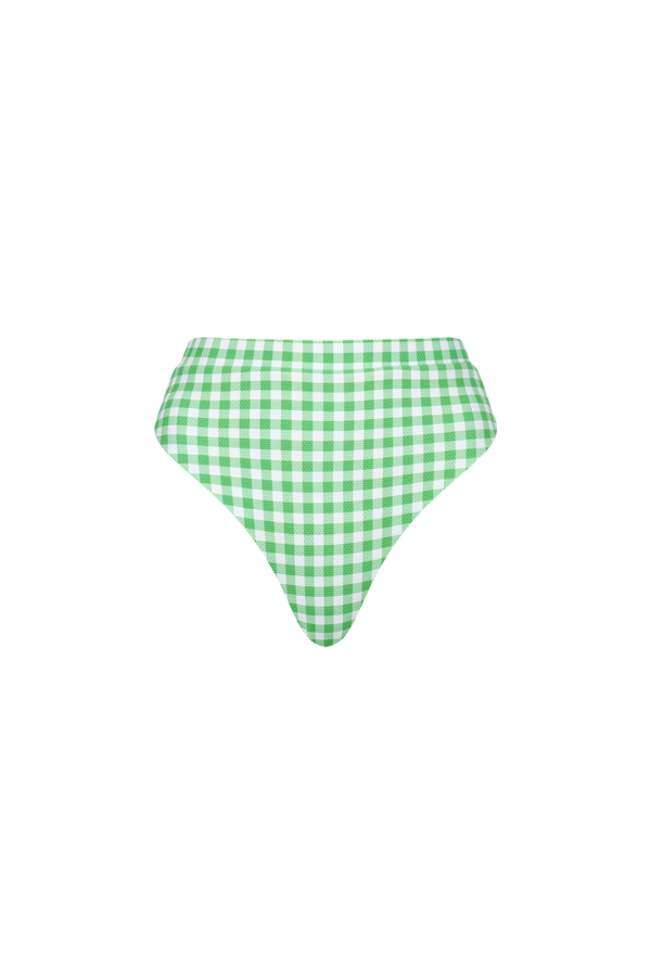 The Claude Bikini Bottom in Bright Green Gingham