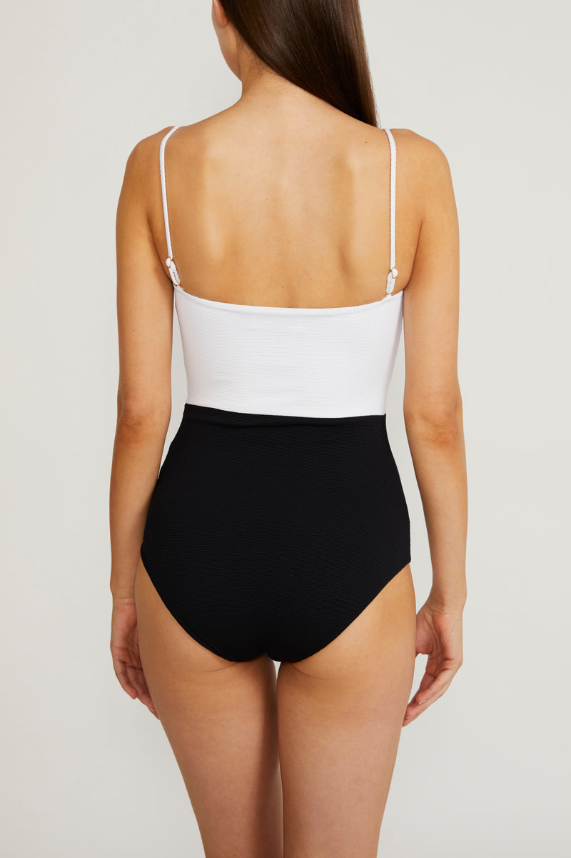 The Edie Swimsuit in Black + Pure White