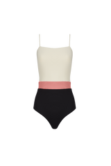 The Edie Swimsuit in Black + Ecru + Rose