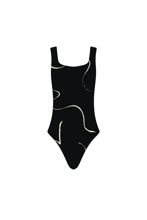The Poppy (High Leg) Swimsuit in Movement Print