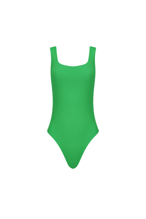 The Poppy (High Leg) Swimsuit in Bright Green