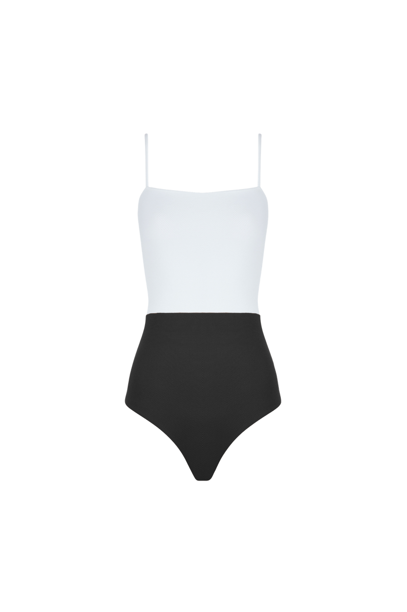 The Edie Swimsuit in Black + Pure White