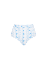 The Lucinda Bikini Bottom in Cool Blue + Pure White