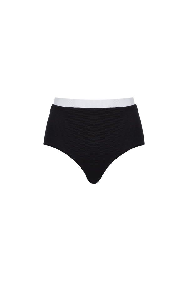 The Lucinda Bikini Bottom in Black + Pure White