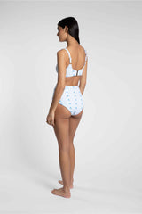 The Lucinda Bikini Bottom in Cool Blue + Pure White